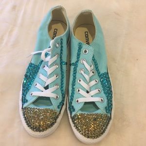 Women’s low top Converse bedazzled  Sneakers
